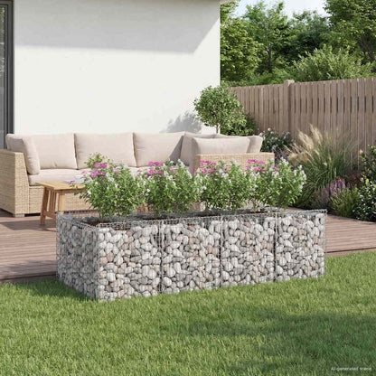 Gabion Raised Bed 2 pcs Galvanised Steel Depth 100 cm 200 cm 60 cm
