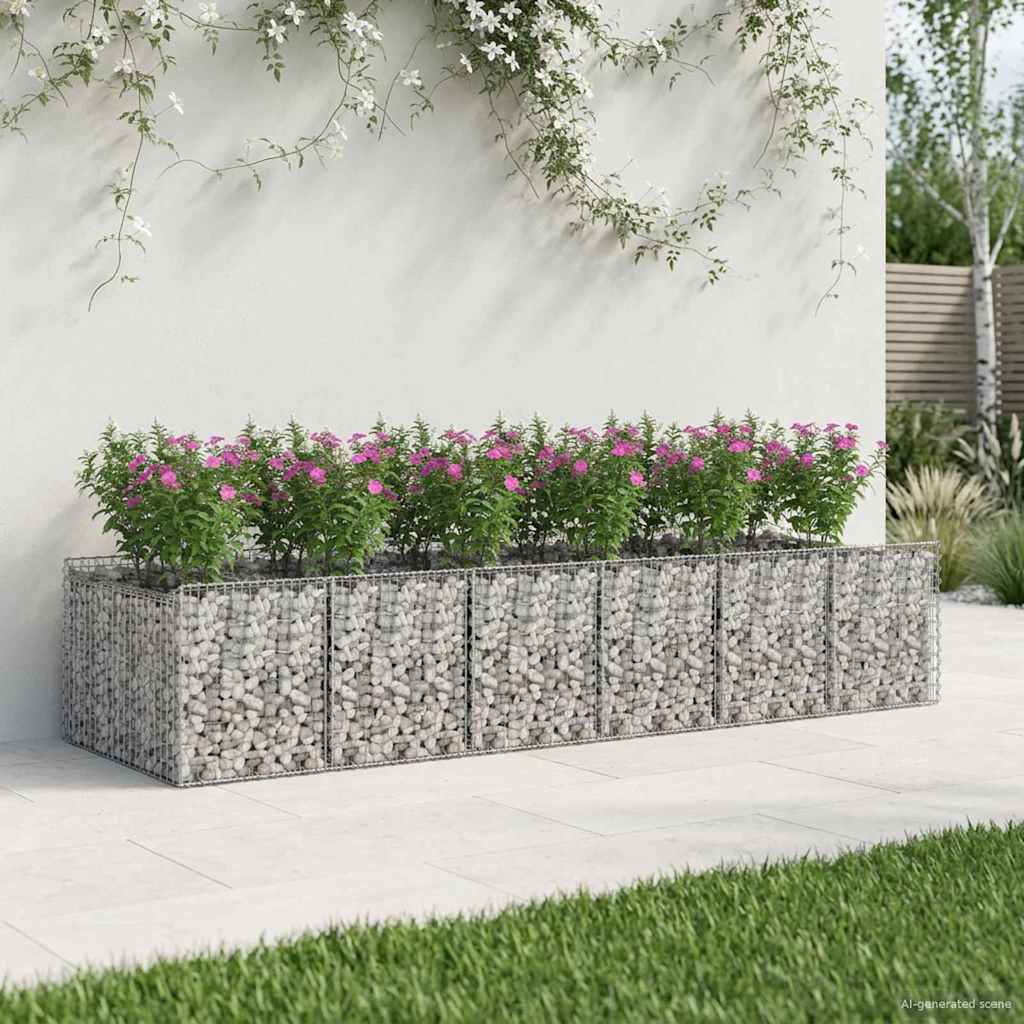 Gabion Raised Bed 2 pcs Galvanised Steel Depth 100 cm 300 cm 60 cm