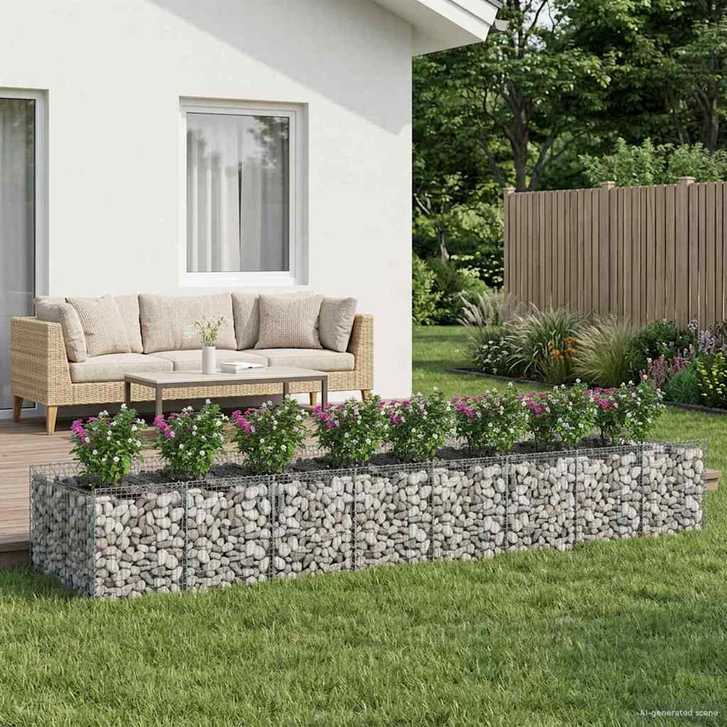 Gabion Raised Bed 2 pcs Galvanised Steel Depth 100 cm 400 cm 60 cm