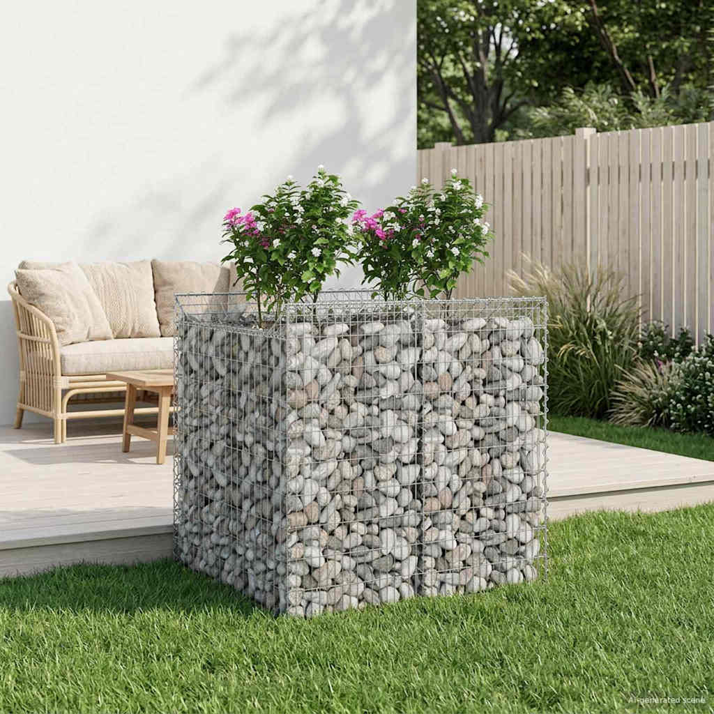 Gabion Raised Bed 2 pcs Galvanised Steel Depth 100 cm 100 cm 100 cm