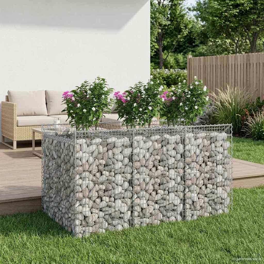 Gabion Raised Bed 2 pcs Galvanised Steel Depth 100 cm 150 cm 100 cm