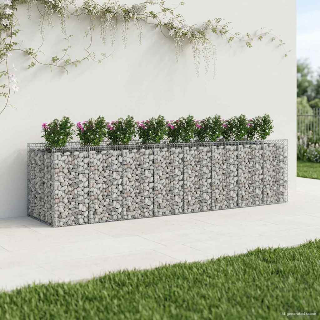 vidaXL Gabion Raised Bed 4 pcs 400 x 100 x 100 cm Galvanised Steel 5