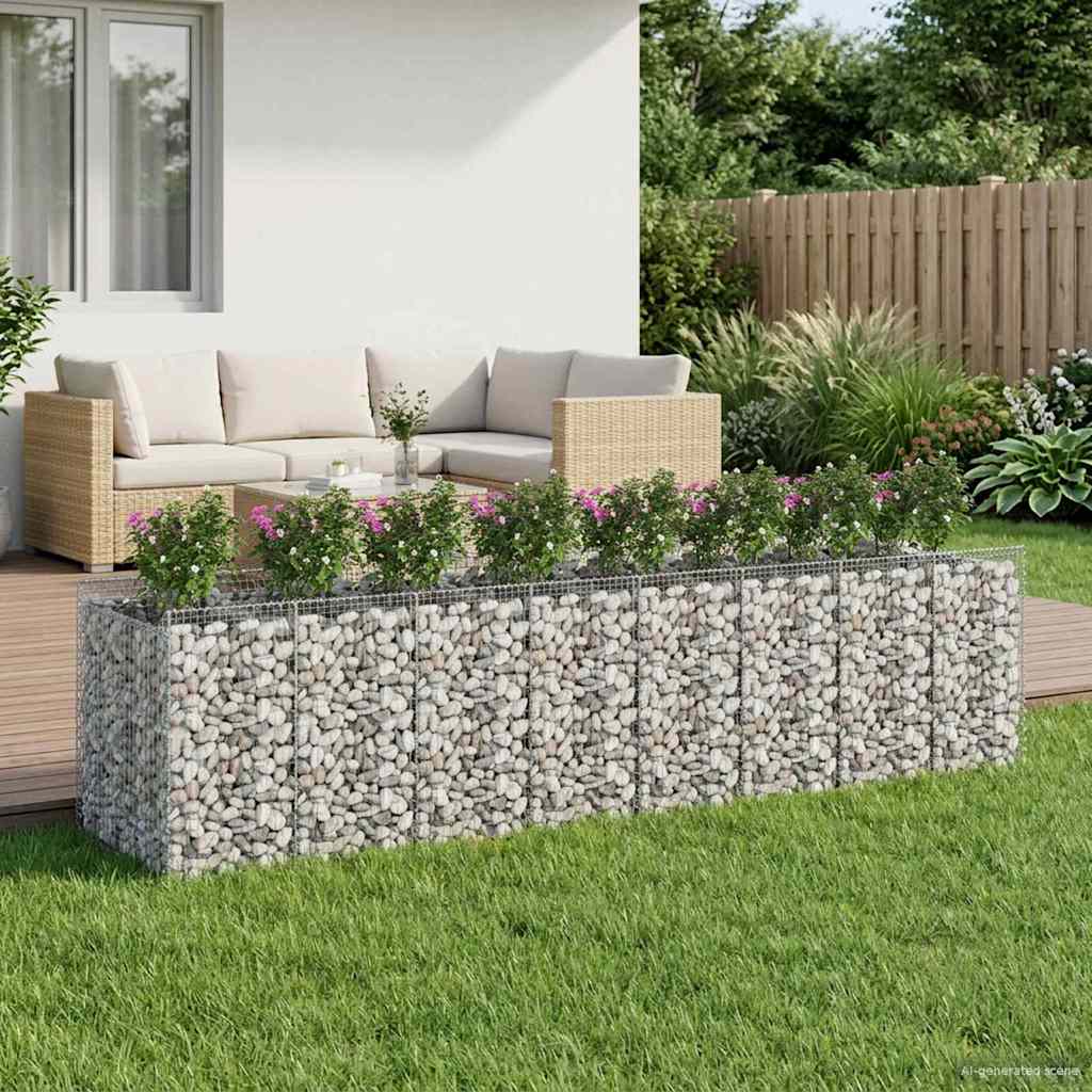 vidaXL Gabion Raised Bed 4 pcs 400 x 100 x 100 cm Galvanised Steel 1