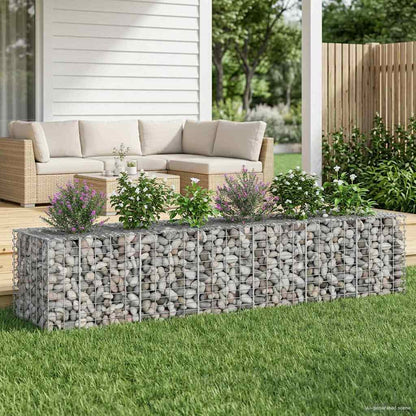 Gabion Raised Bed Galvanised Steel Silver 260 cm 55 cm 60 cm