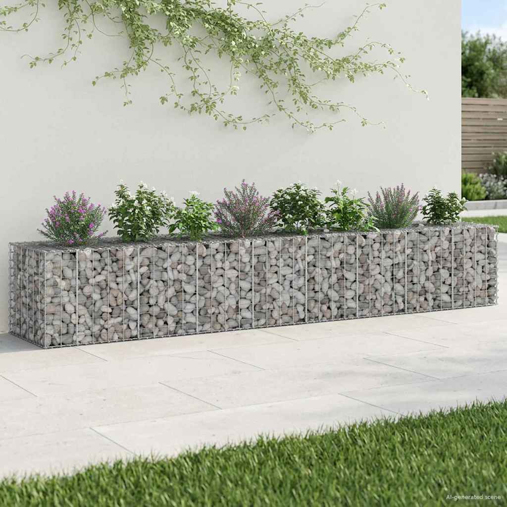 Gabion Raised Bed Galvanised Steel Silver 340 cm 55 cm 60 cm