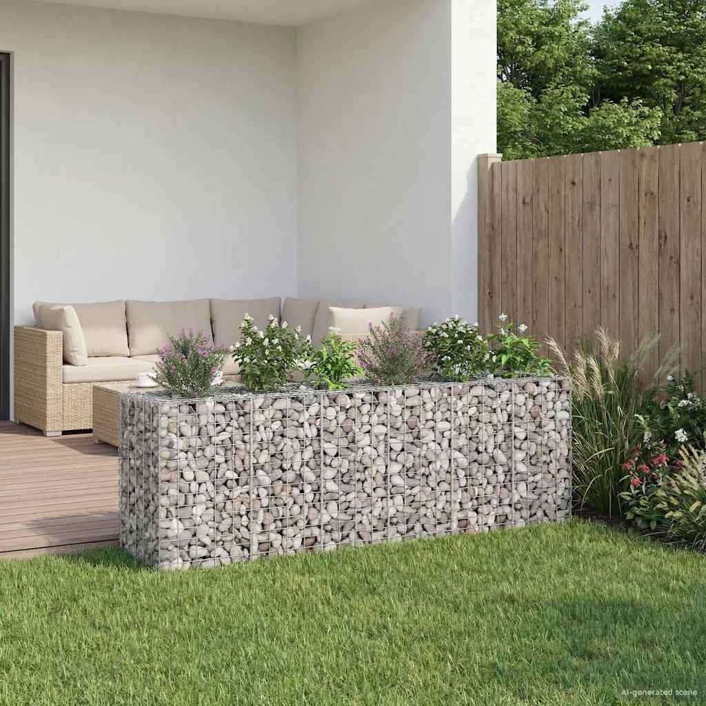 Gabion Raised Bed Galvanised Steel Silver 250 cm 80 cm 50 cm