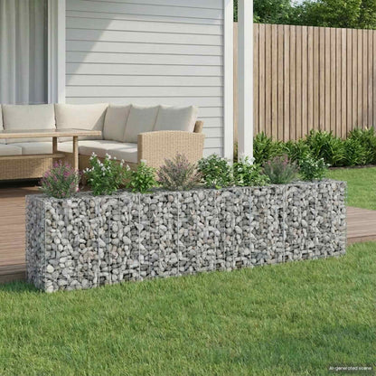 Gabion Raised Bed Galvanised Steel Silver 330 cm 80 cm 50 cm