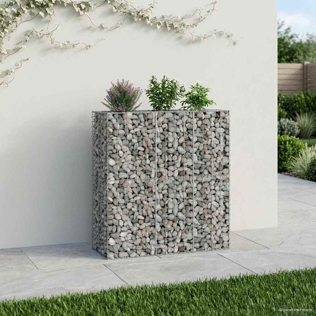 Gabion Raised Bed Galvanised Steel Silver 130 cm 150 cm 50 cm