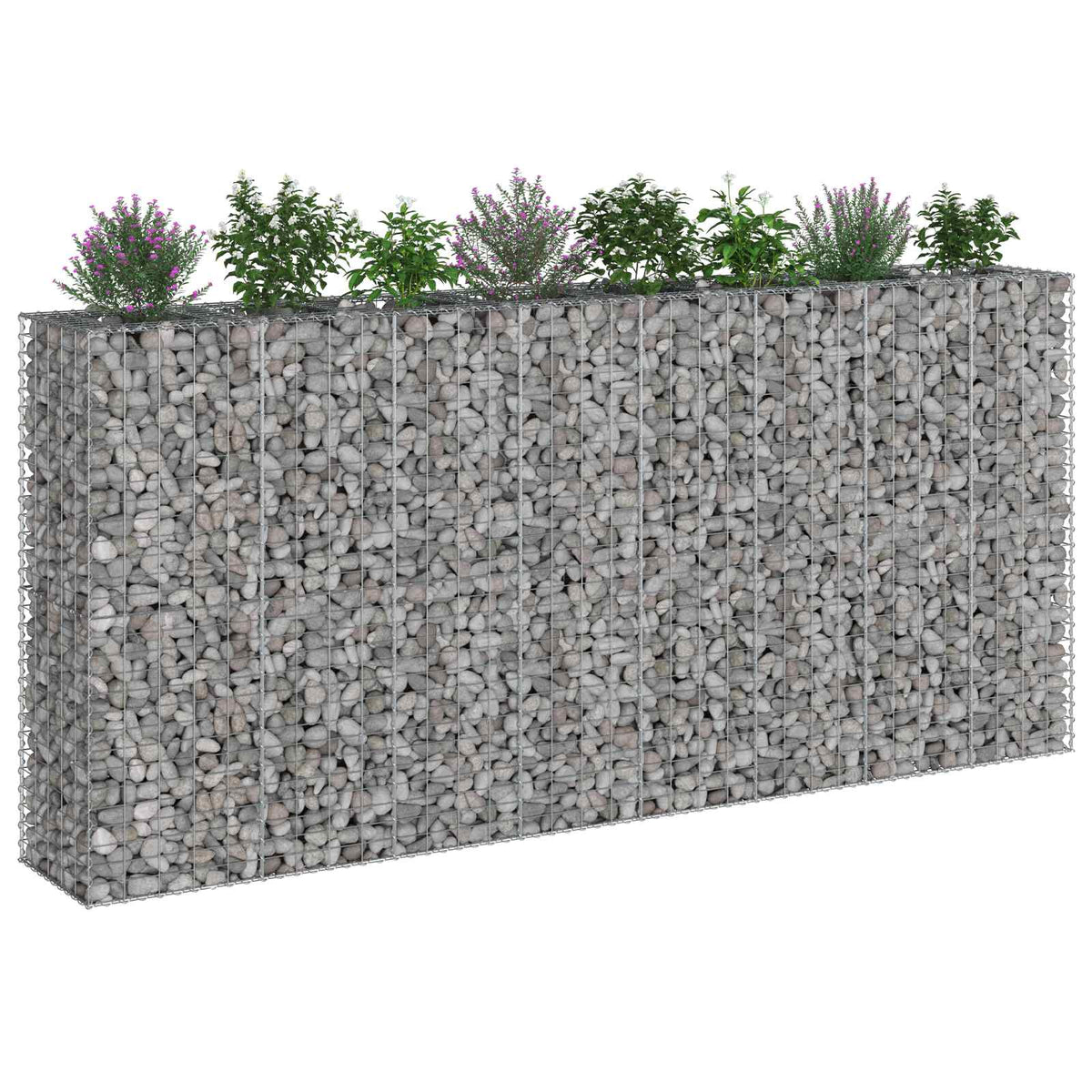 Gabion Raised Bed Galvanised Steel Silver 330 cm 150 cm 50 cm
