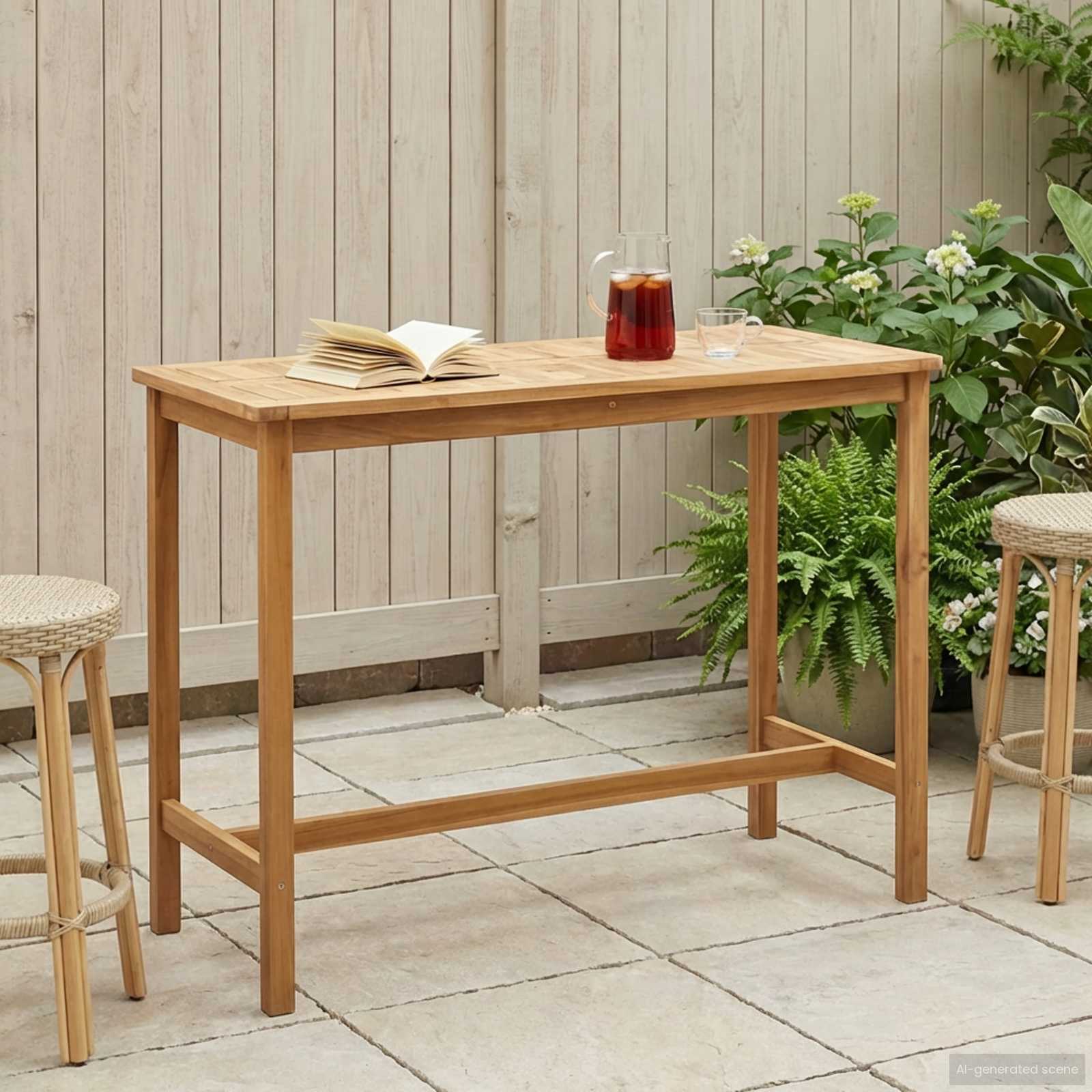 vidaXL Bar Table Natural 150 x 75 x 105 cm Solid Teak Wood 1