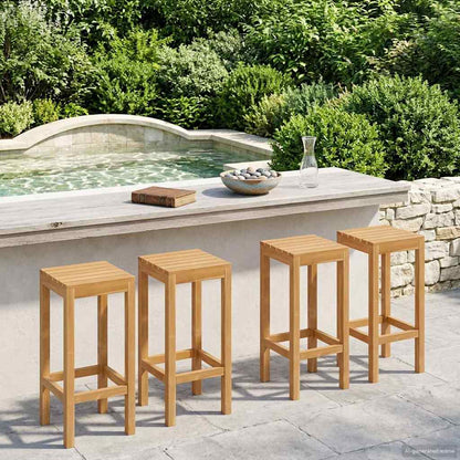 vidaXL Bar Stool 4 pcs Natural Solid Teak Wood 1