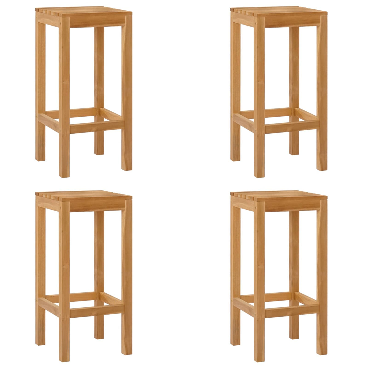 vidaXL Bar Stool 4 pcs Natural Solid Teak Wood 2