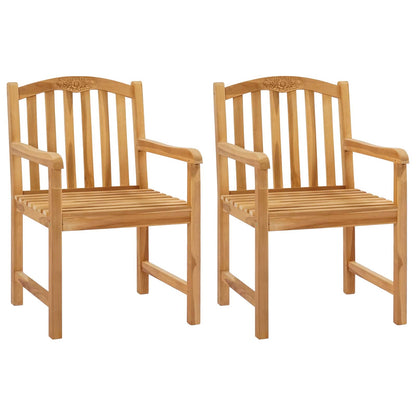 vidaXL Handcarved Rose Chair 2 pcs Natural Solid Teak Wood 2