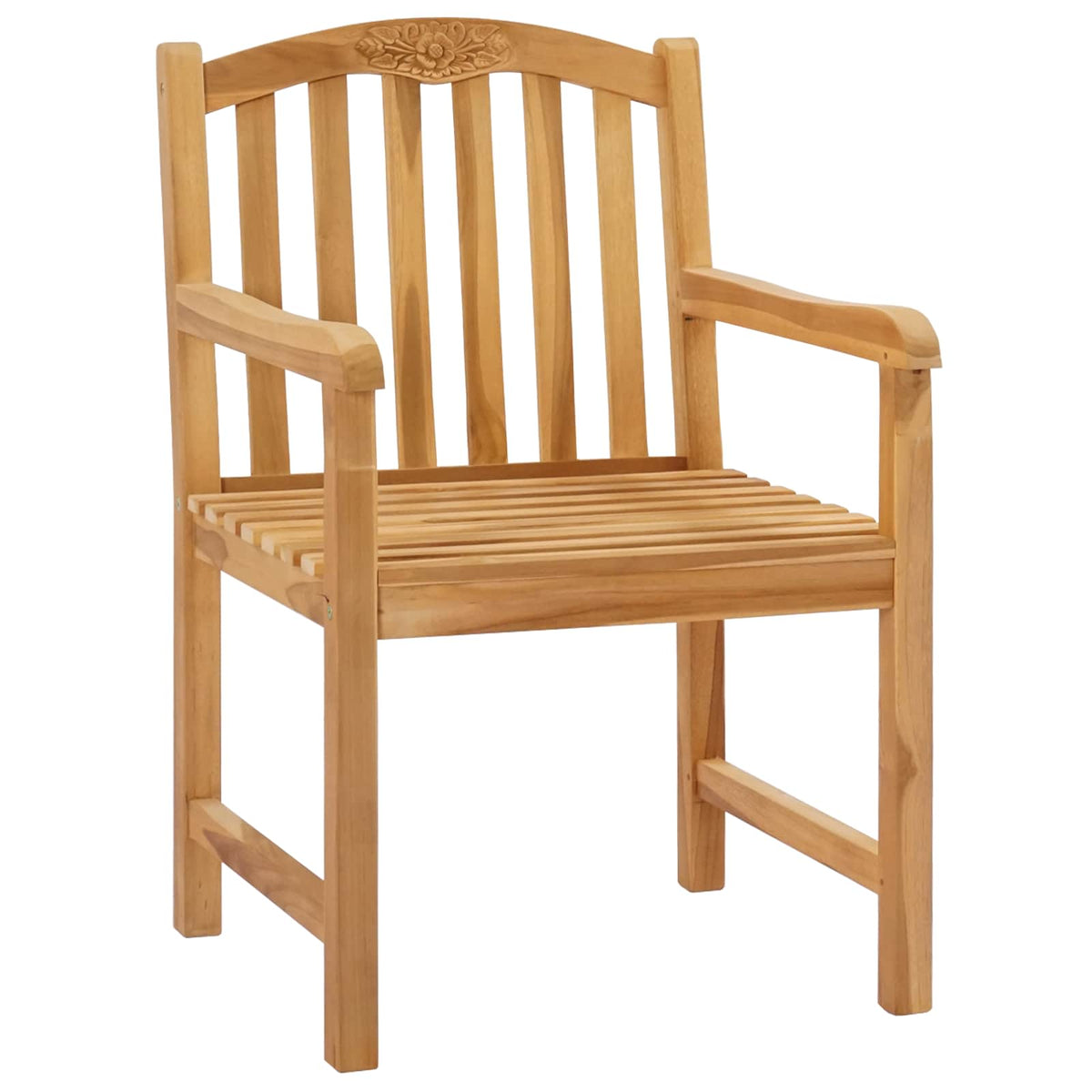 vidaXL Handcarved Rose Chair 2 pcs Natural Solid Teak Wood 3