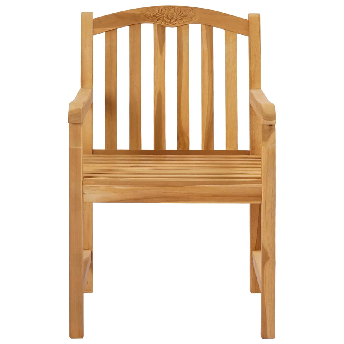 vidaXL Handcarved Rose Chair 2 pcs Natural Solid Teak Wood 4