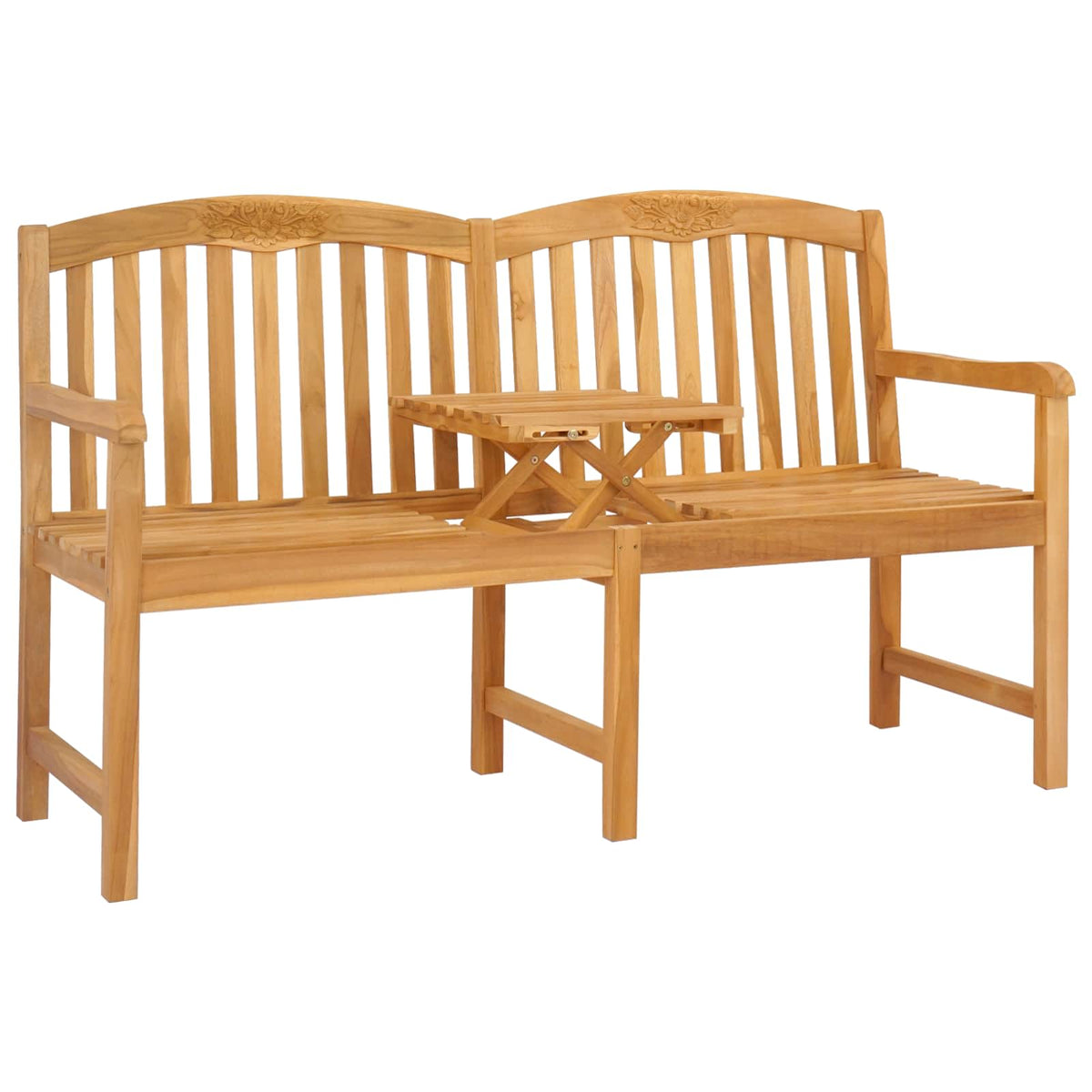 Handcarved Rose Bench 150.5 x 60 x 95 cm Solid Teak Wood with rose pattern