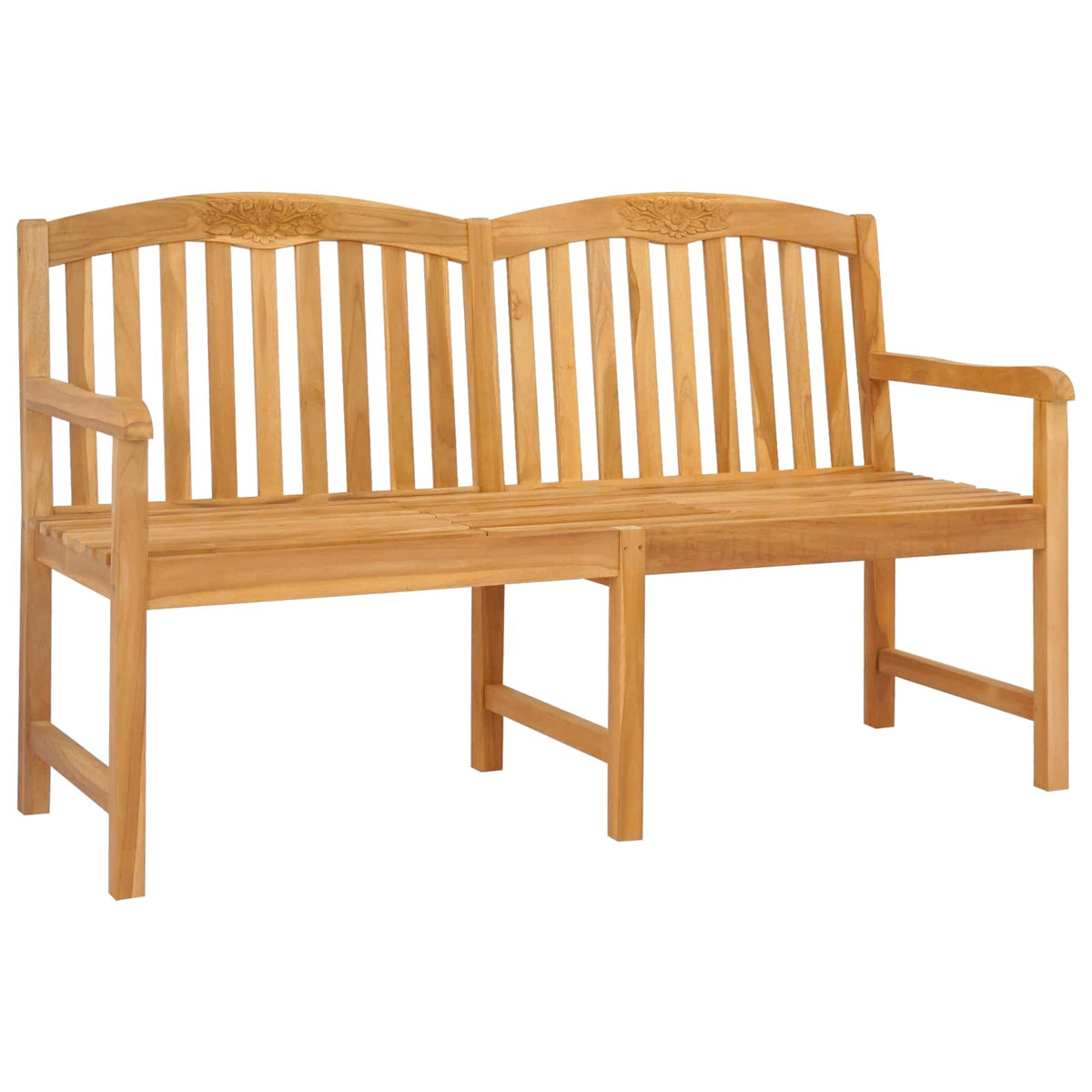 Handcarved Rose Bench 150.5 x 60 x 95 cm Solid Teak Wood with rose pattern