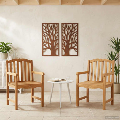 vidaXL Handcarved Shell Chair 2 pcs Natural Solid Teak Wood 1