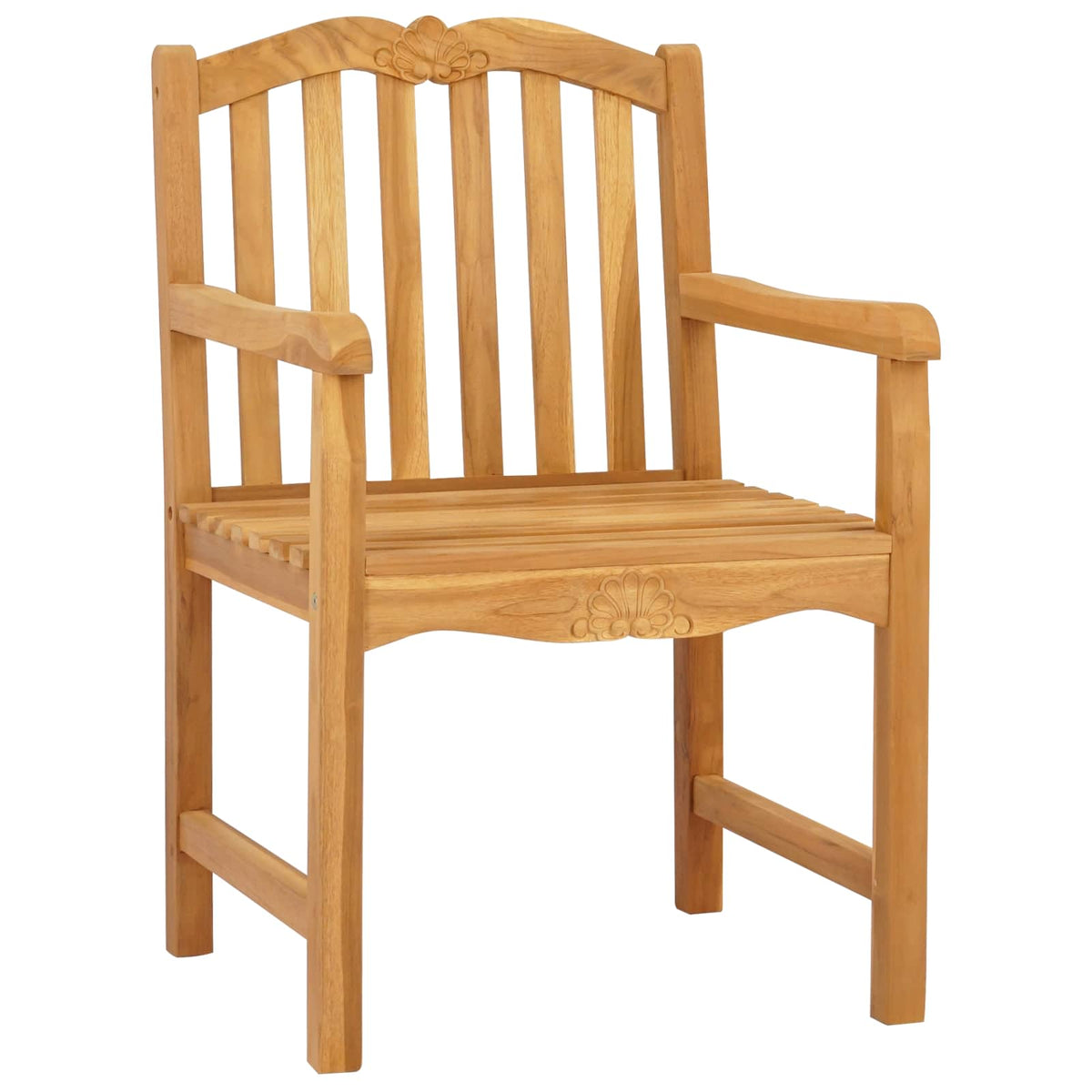 vidaXL Handcarved Shell Chair 2 pcs Natural Solid Teak Wood 3