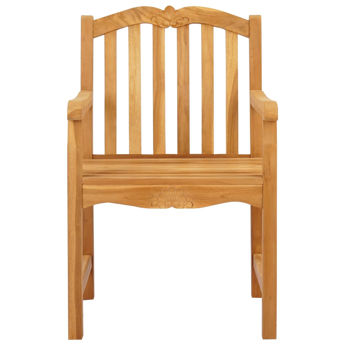 vidaXL Handcarved Shell Chair 2 pcs Natural Solid Teak Wood 4
