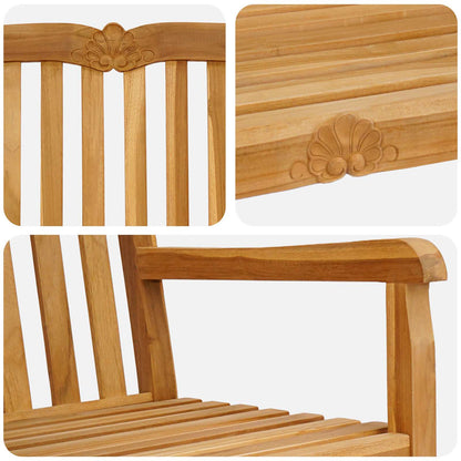 vidaXL Handcarved Shell Bench 150 x 60.5 x 95 cm Solid Teak Wood 6