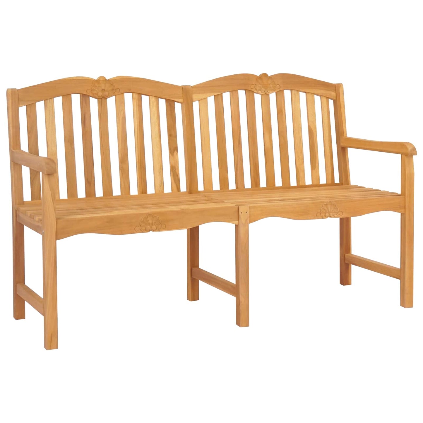 vidaXL Handcarved Shell Bench 150 x 60.5 x 95 cm Solid Teak Wood 2