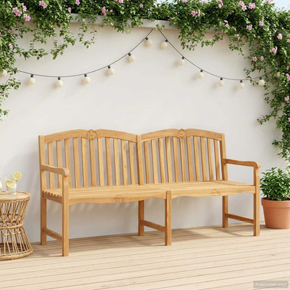 vidaXL Handcarved Shell Bench 180 x 60 x 96 cm Solid Teak Wood Natural 1