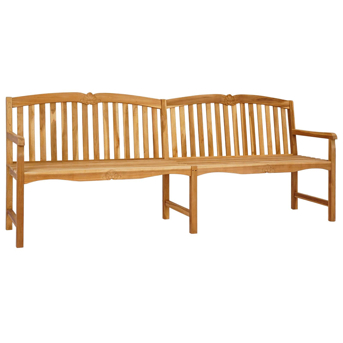 vidaXL Handcarved Shell Bench 228 x 61 x 94.5 cm Solid Teak Wood 2