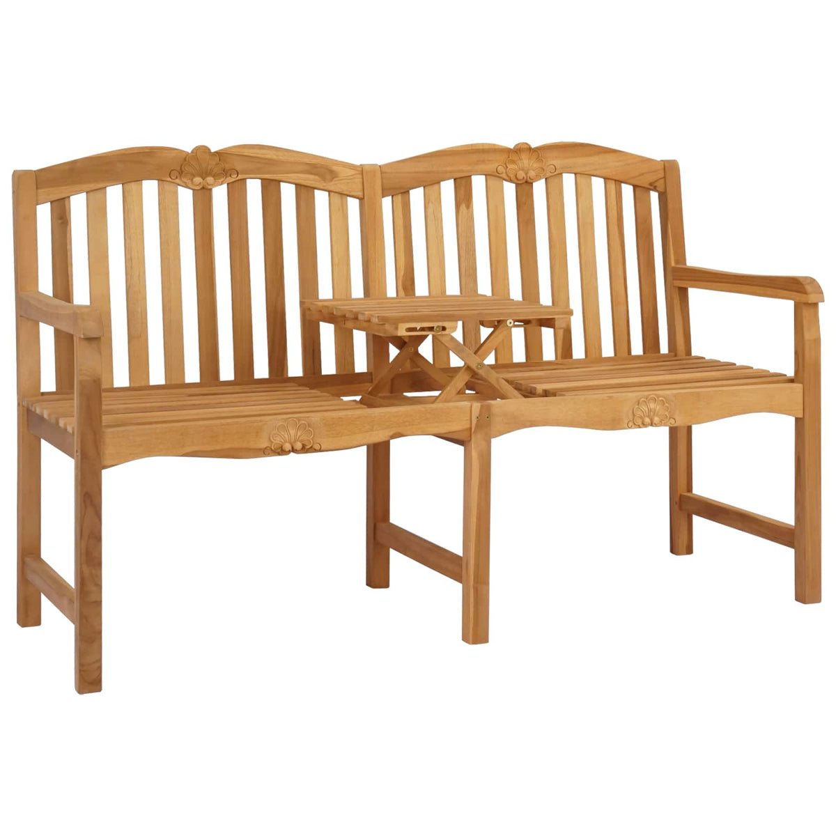 vidaXL Handcarved Shell Bench 155 x 60 x 94 cm Solid Teak Wood Natural 2