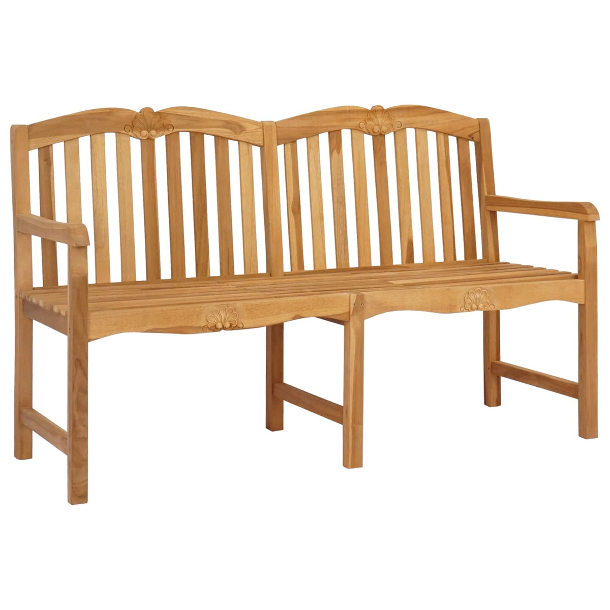 vidaXL Handcarved Shell Bench 155 x 60 x 94 cm Solid Teak Wood Natural 3