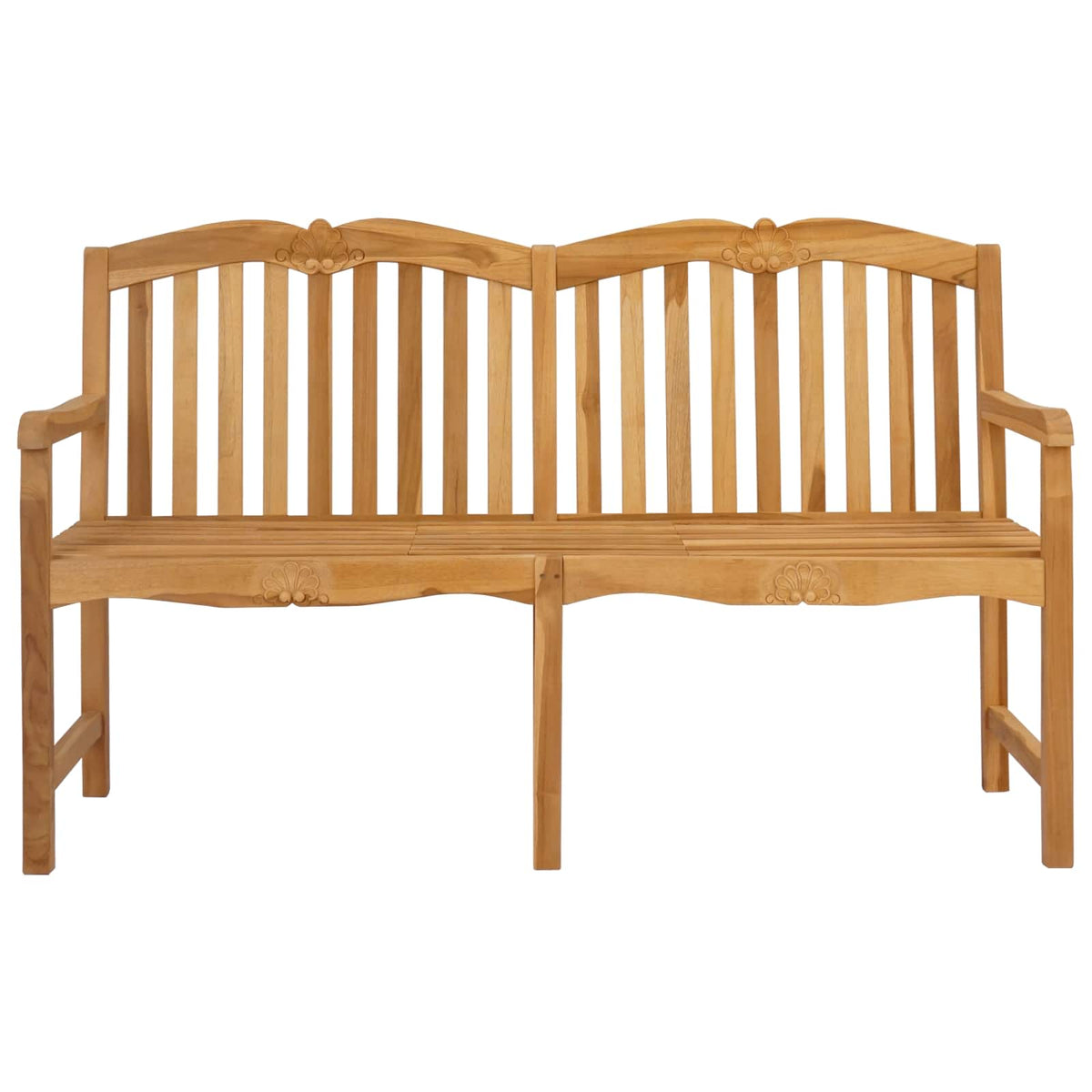 vidaXL Handcarved Shell Bench 155 x 60 x 94 cm Solid Teak Wood Natural 4