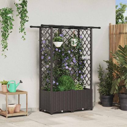 Raised Bed with Trellis and Roof PP Brown with Flat Roof (3 Side trellis) 124 cm 136 cm
