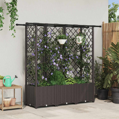 Raised Bed with Trellis and Roof PP Brown with Flat Roof (3 Side trellis) 163.5 cm 136 cm