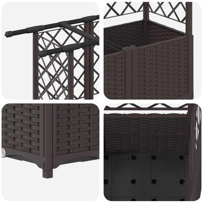 Raised Bed with Trellis and Roof PP Brown with Flat Roof (3 Side trellis) 202 cm 136 cm