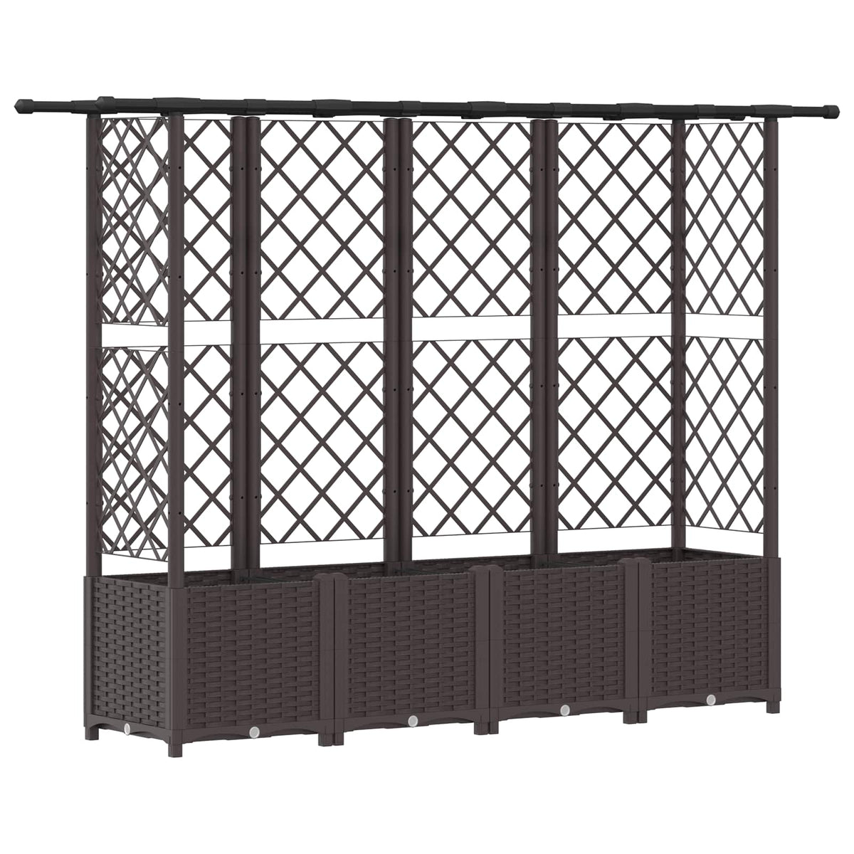 vidaXL Raised Bed with Trellis and Roof Brown 202 x 40 x 136 cm PP 2