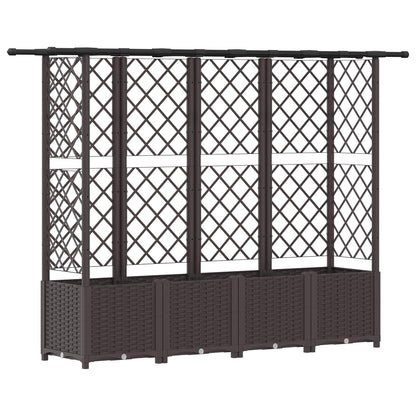 Raised Bed with Trellis and Roof PP Brown with Flat Roof (3 Side trellis) 202 cm 136 cm