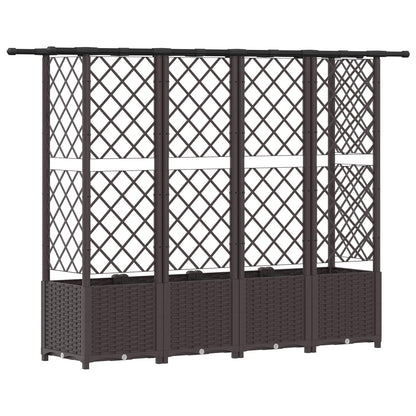 Raised Bed with Trellis and Roof PP Brown with Flat Roof (3 Side trellis) 202 cm 136 cm