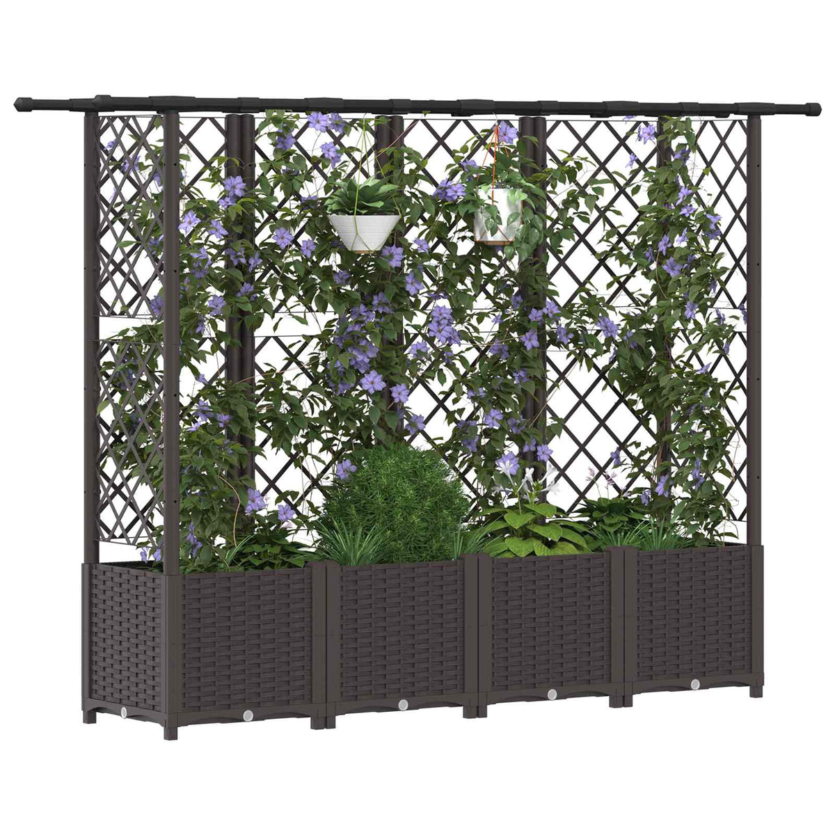vidaXL Raised Bed with Trellis and Roof Brown 202 x 40 x 136 cm PP 3