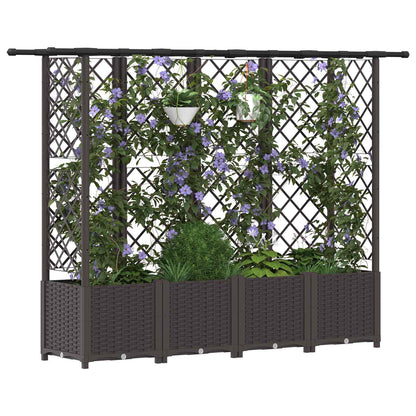 vidaXL Raised Bed with Trellis and Roof Brown 202 x 40 x 136 cm PP 3