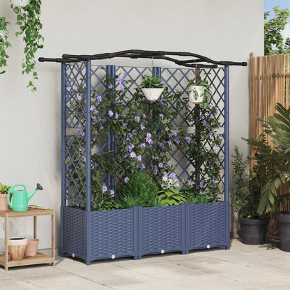 Raised Bed with Trellis and Roof PP Grey with Curved Roof (3 Side trellis) 163 cm 138 cm