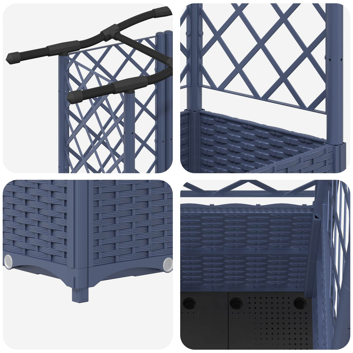 vidaXL Raised Bed with Trellis and Roof Grey 204 x 40 x 138 cm PP 6