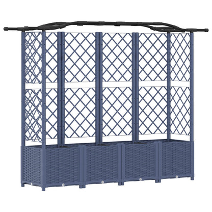 vidaXL Raised Bed with Trellis and Roof Grey 204 x 40 x 138 cm PP 2
