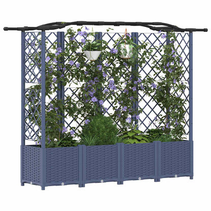 Raised Bed with Trellis and Roof PP Grey with Curved Roof (3 Side trellis) 204 cm 138 cm