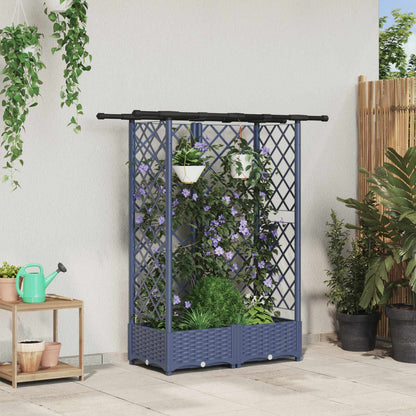 Raised Bed with Trellis and Roof PP Grey with Flat Roof (3 Side trellis) 124 cm 121 cm