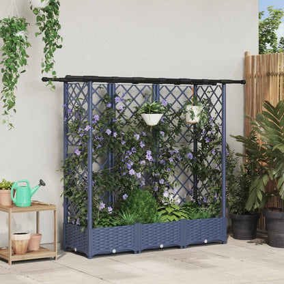 Raised Bed with Trellis and Roof PP Grey with Flat Roof (3 Side trellis) 164 cm 121 cm