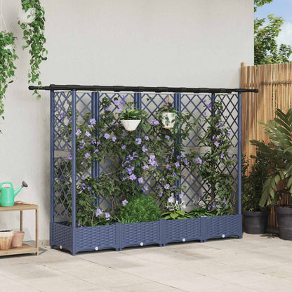 Raised Bed with Trellis and Roof PP Grey with Flat Roof (3 Side trellis) 202.5 cm 121 cm