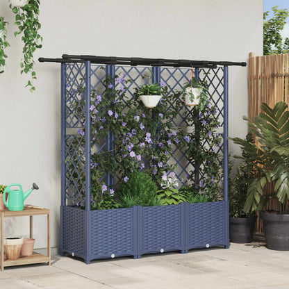 Raised Bed with Trellis and Roof PP Grey with Flat Roof (3 Side trellis) 163.5 cm 136 cm