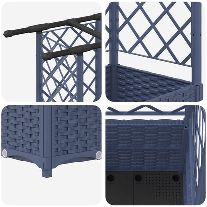 vidaXL Raised Bed with Trellis and Roof Grey 202 x 40 x 136 cm PP 6