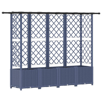 vidaXL Raised Bed with Trellis and Roof Grey 202 x 40 x 136 cm PP 2