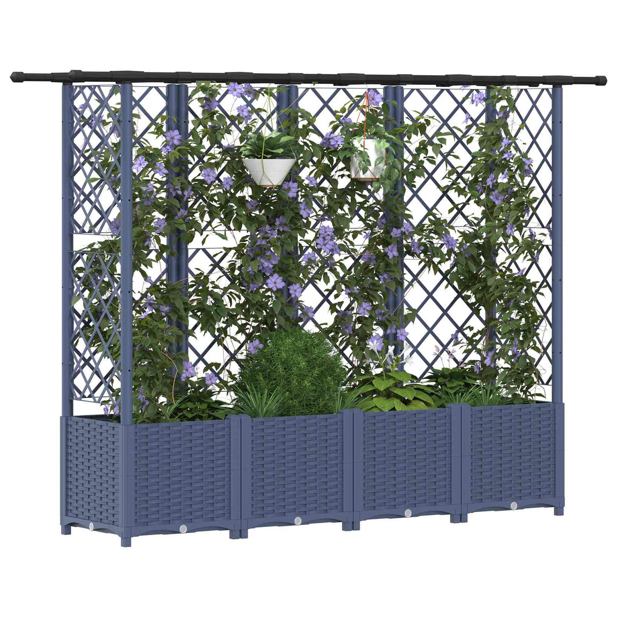 vidaXL Raised Bed with Trellis and Roof Grey 202 x 40 x 136 cm PP 3
